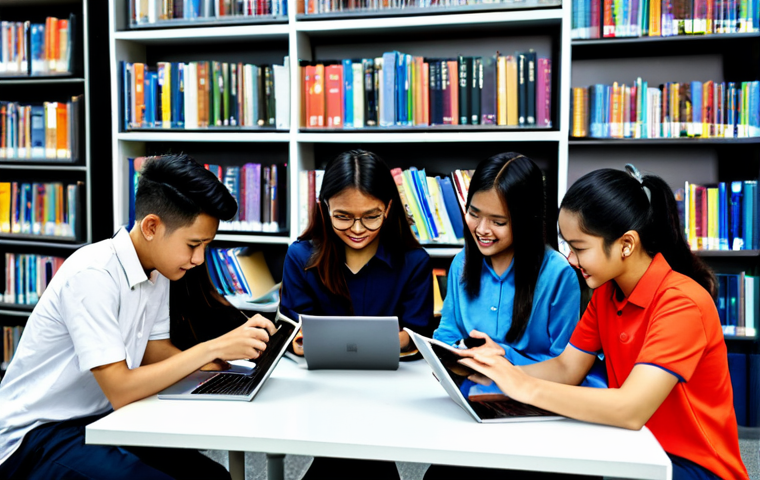 **

A diverse group of Malaysian students, fully clothed in appropriate attire, are collaborating on a project using tablets and laptops in a modern library setting. The scene is well-lit and vibrant, reflecting a focus on 21st-century skills and teamwork. Safe for work, professional, family-friendly, perfect anatomy, natural proportions, high quality.

**