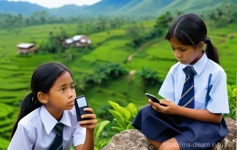 온라인 학습의 사회적 영향 - **Prompt:** A heartwarming scene in a rural Malaysian kampung house. A young, determined Malay mothe...