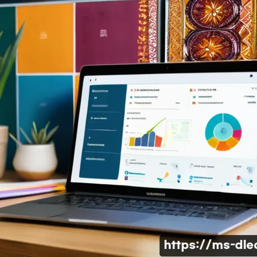 온라인 교육 대시보드 - A modern Malaysian online learning dashboard interface displayed on a sleek laptop screen, showing c...