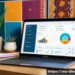 Home 12 온라인 교육 대시보드 - A modern Malaysian online learning dashboard interface displayed on a sleek laptop screen, showing c...