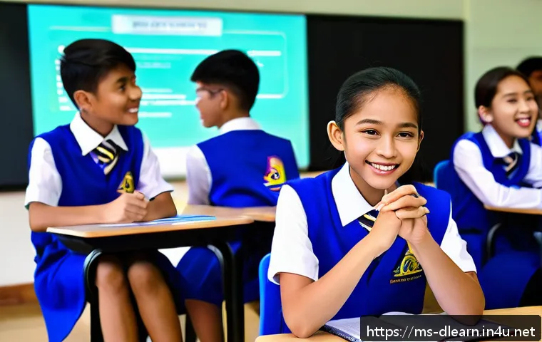 디지털 교수법 - A vibrant Malaysian classroom scene featuring diverse students aged around 13-15, actively engaged w...
